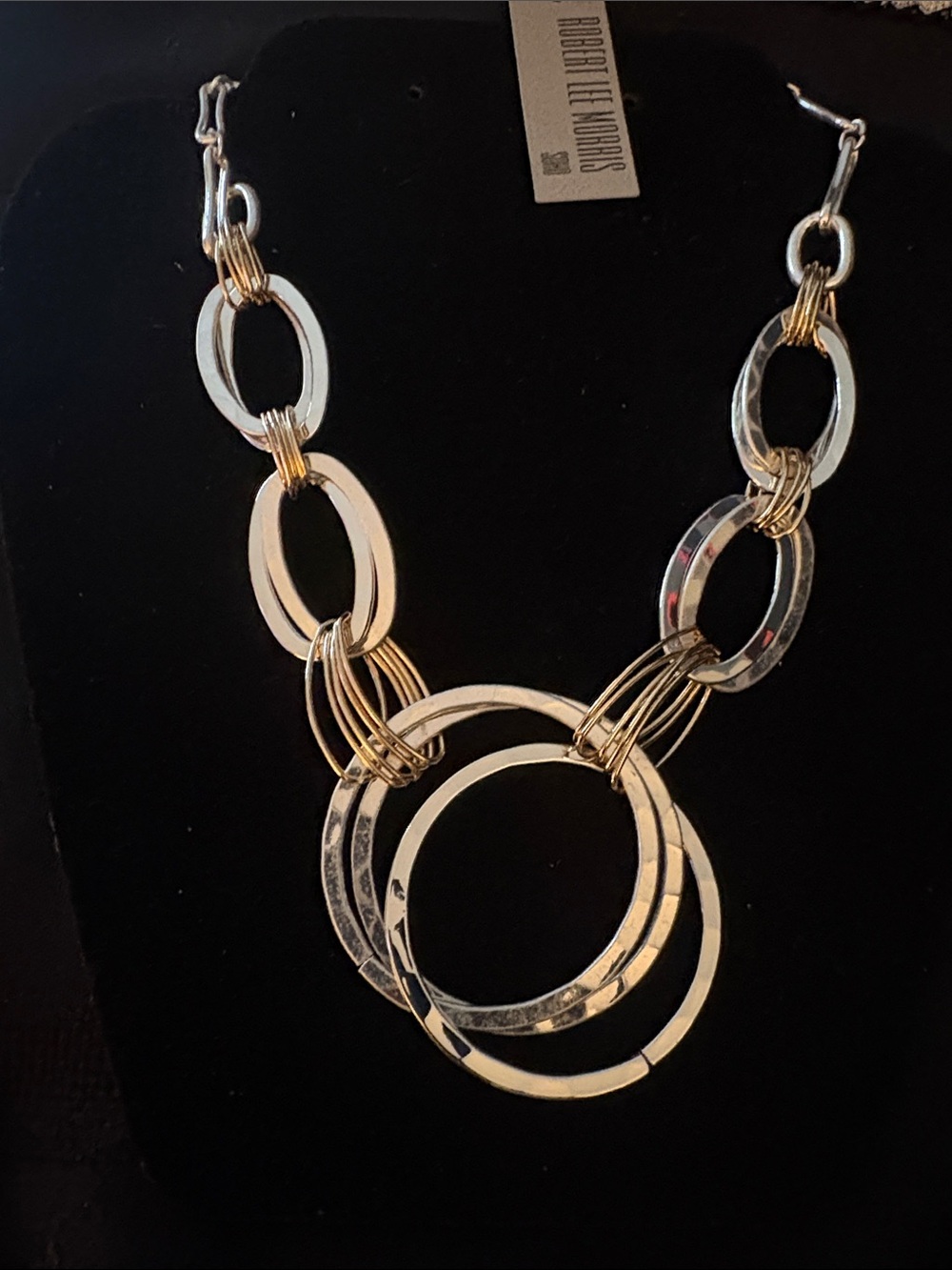 Robert Lee Morris Two-Tone Interlocking Ring Necklace